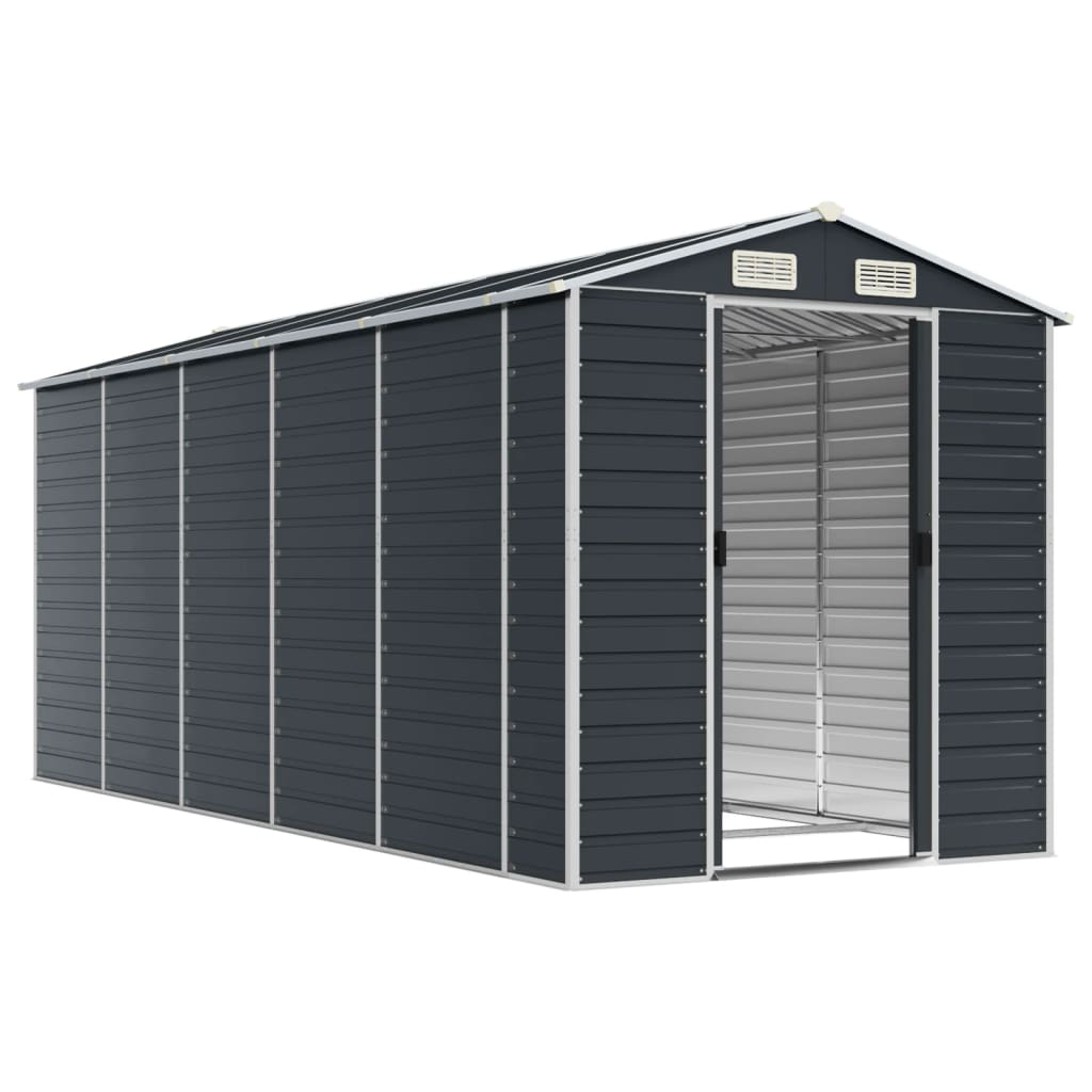 Vidaxl garden shed 191x470x198 cm galvanized steel anthracite -colored