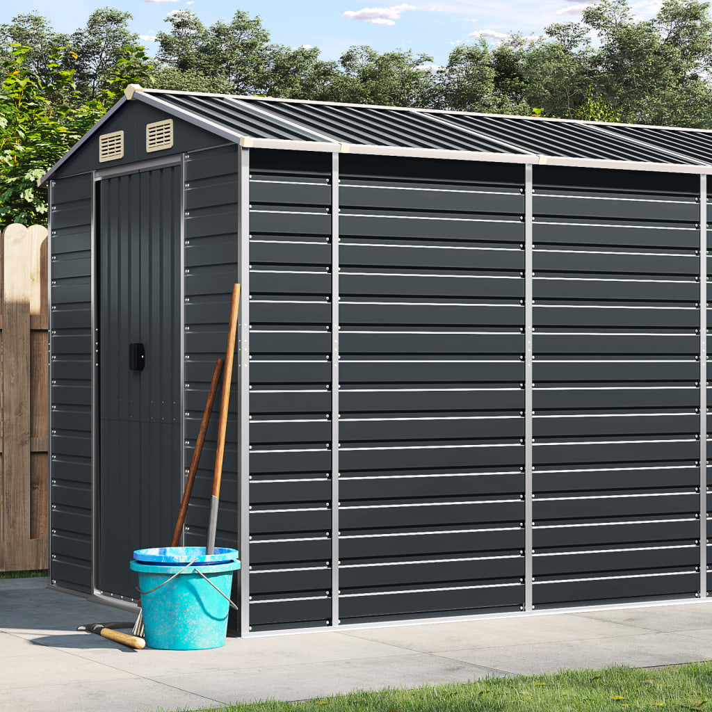 Vidaxl garden shed 191x470x198 cm galvanized steel anthracite -colored