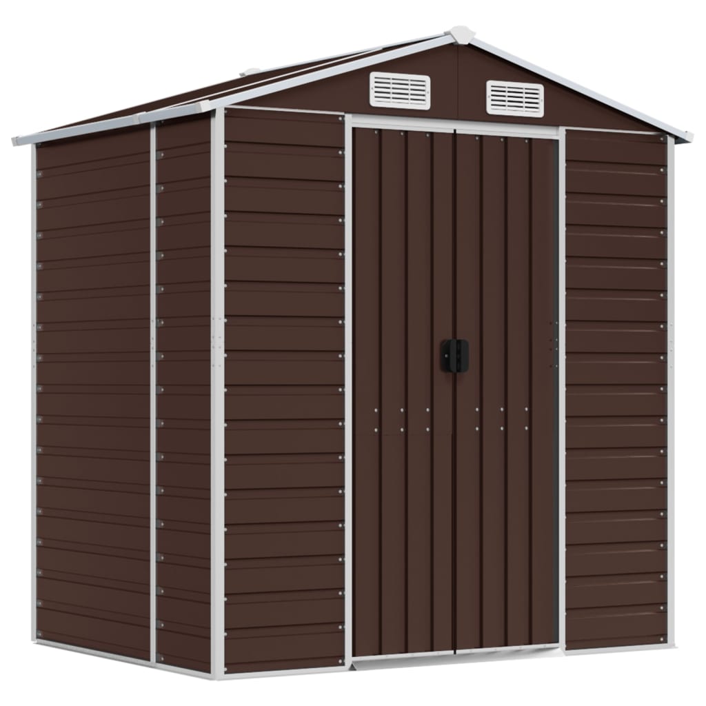 Vidaxl garden shed 191x130x198 cm galvanized steel brown