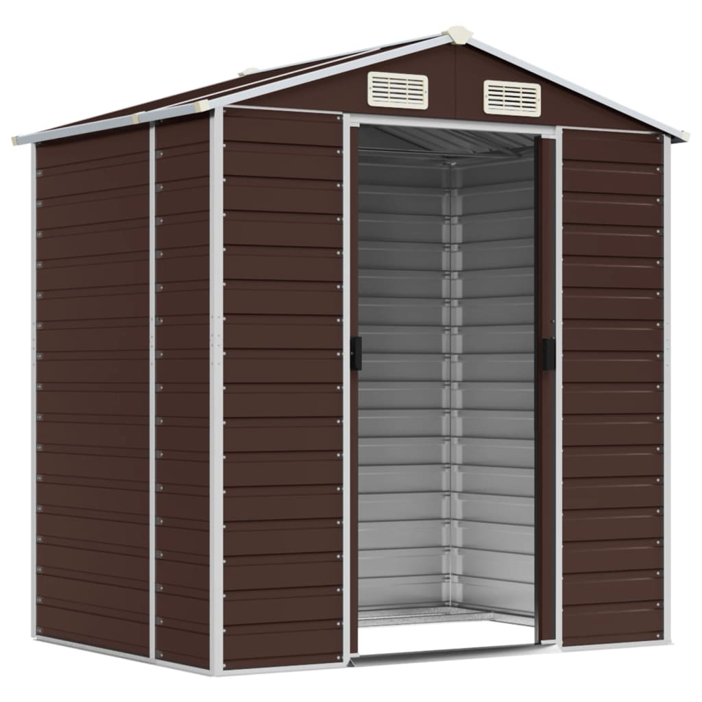 Vidaxl garden shed 191x130x198 cm galvanized steel brown