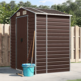 Vidaxl garden shed 191x130x198 cm galvanized steel brown