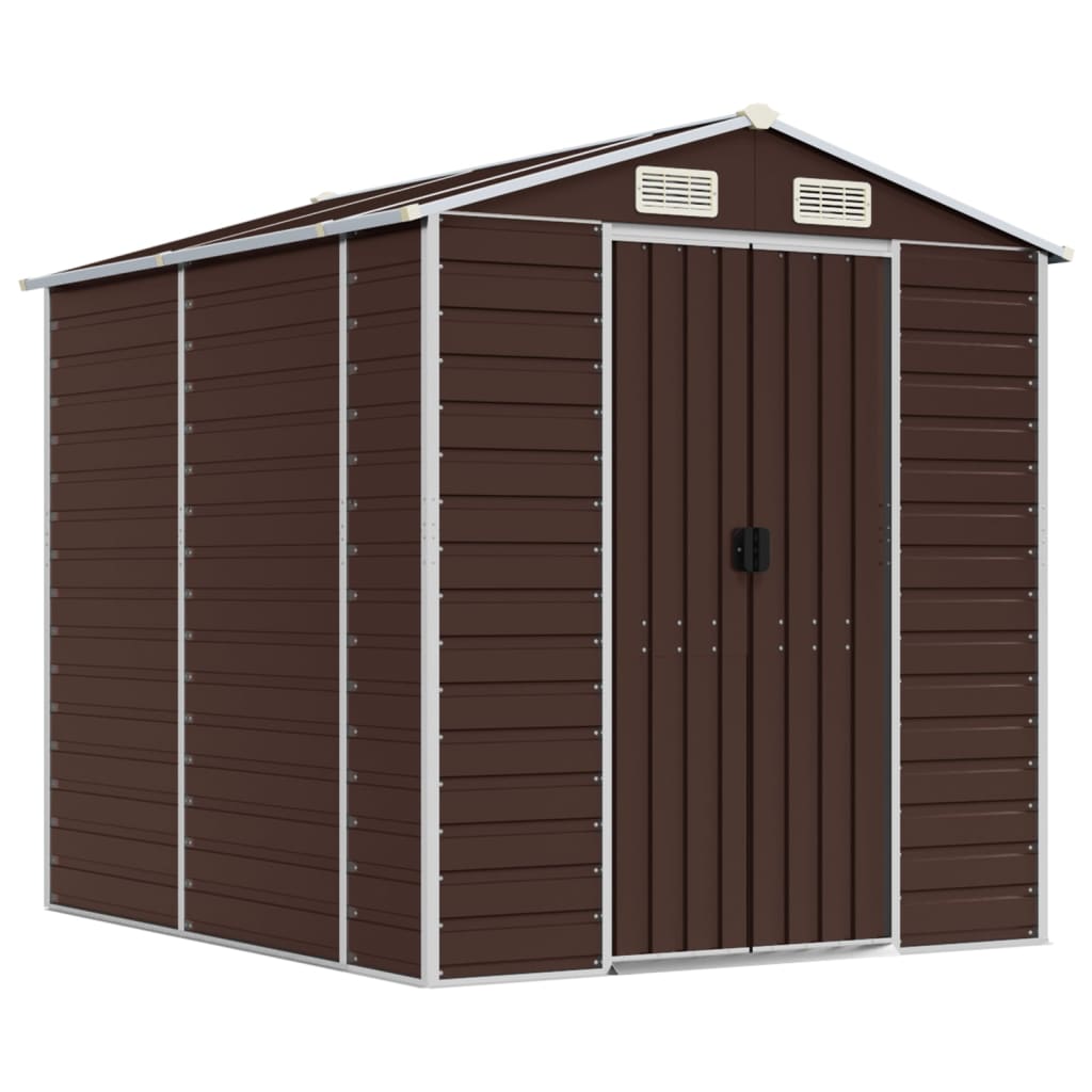 Vidaxl garden shed 191x215x198 cm galvanized steel brown