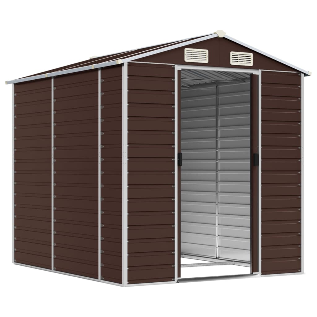 Vidaxl garden shed 191x215x198 cm galvanized steel brown