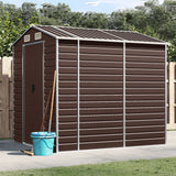 Vidaxl garden shed 191x215x198 cm galvanized steel brown