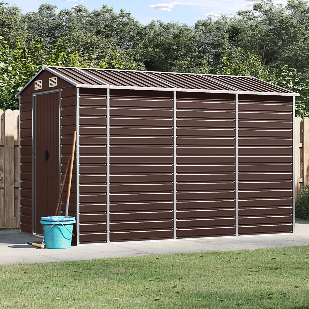 Vidaxl garden shed 191x300x198 cm galvanized steel brown