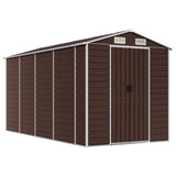 Vidaxl garden shed 191x385x198 cm galvanized steel brown