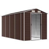 Vidaxl garden shed 191x385x198 cm galvanized steel brown