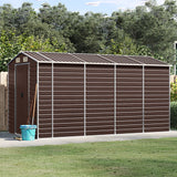 Vidaxl garden shed 191x385x198 cm galvanized steel brown