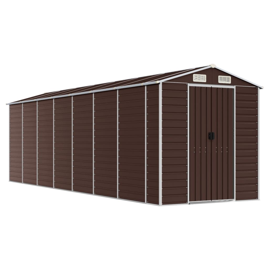 Vidaxl garden shed 191x640x198 cm galvanized steel brown