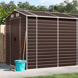 Vidaxl garden shed 191x640x198 cm galvanized steel brown