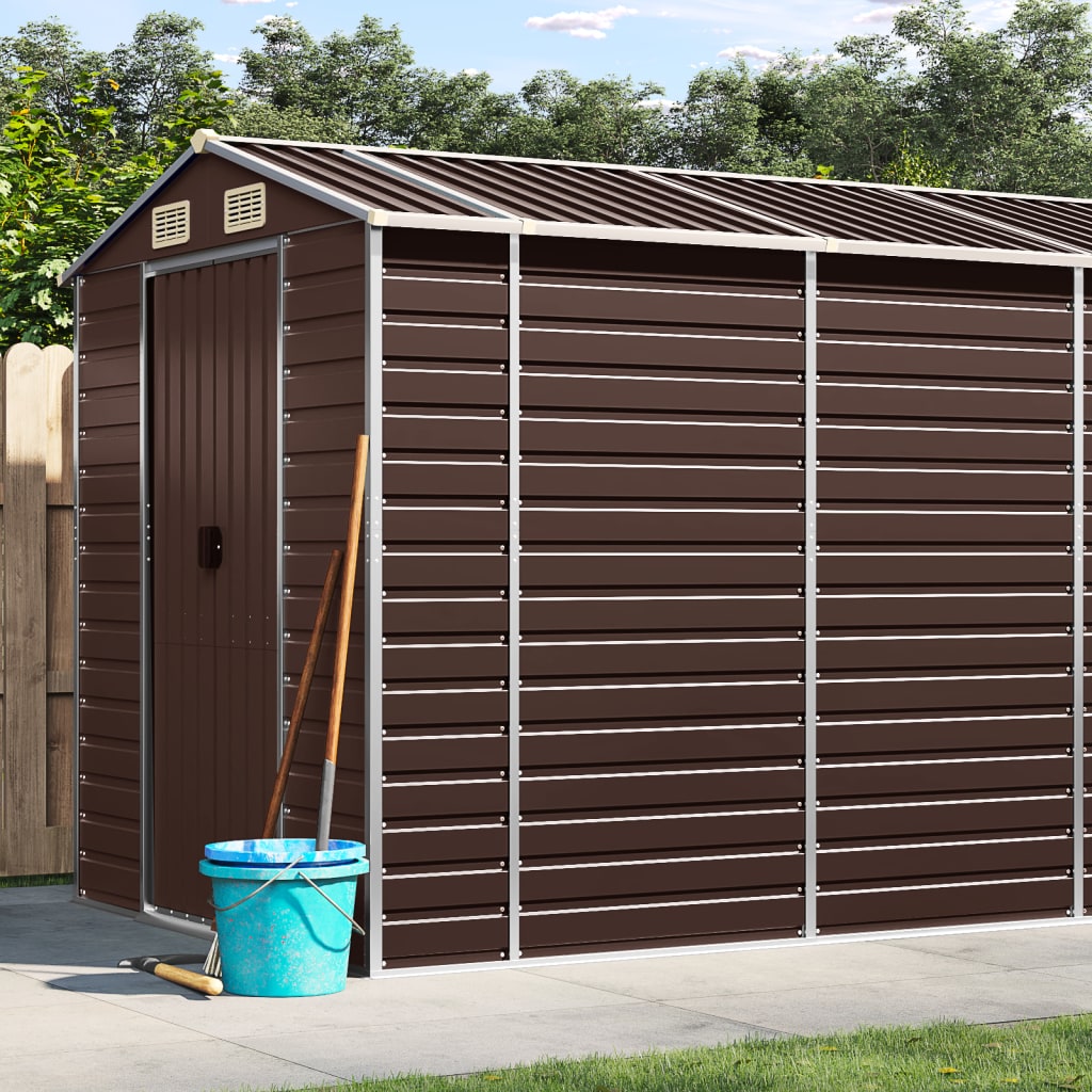 Vidaxl Garden Shed 191x725x198 cm ocynkowana stalowa brąz