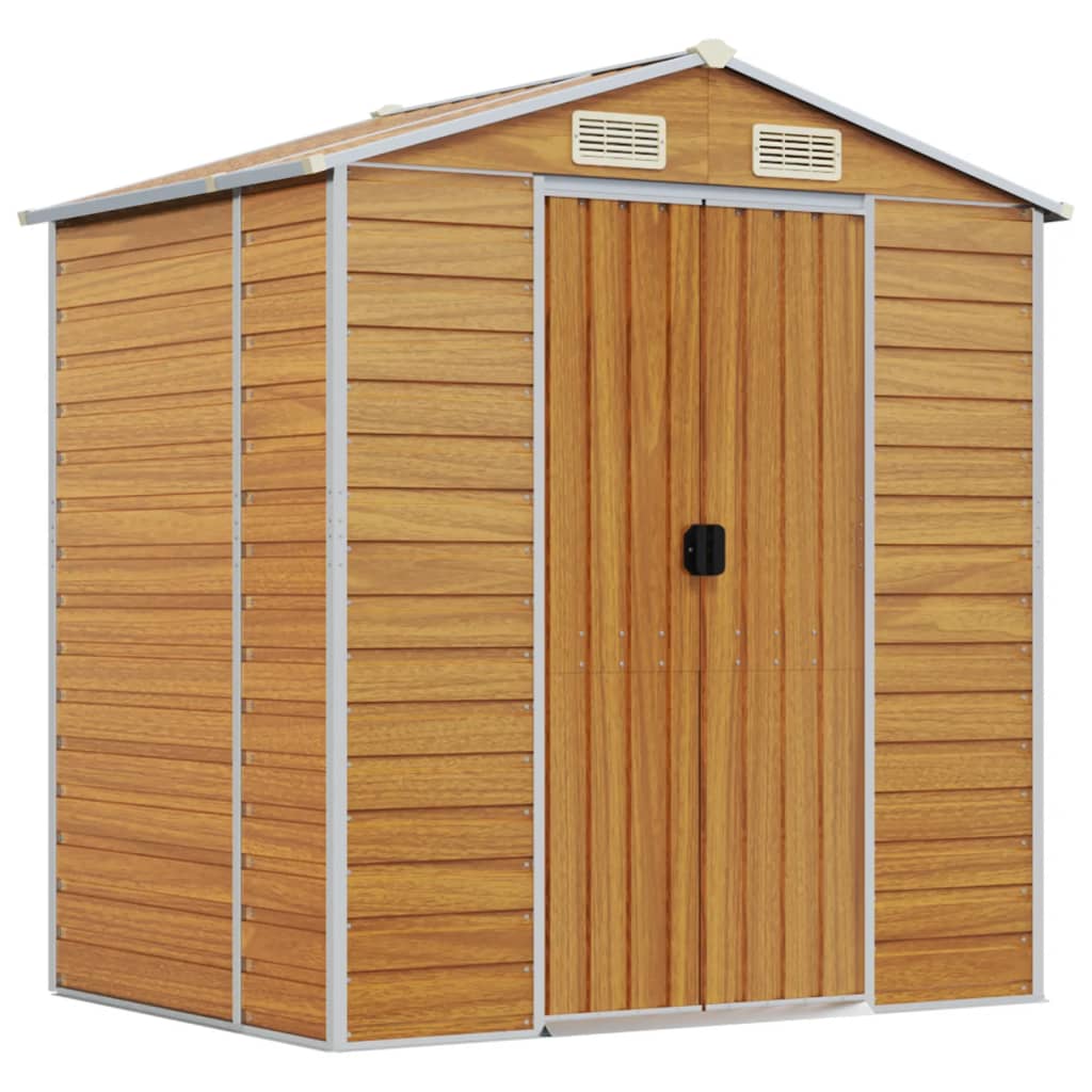 Vidaxl garden shed 191x130x198 cm galvanized steel light brown