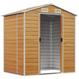 Vidaxl garden shed 191x130x198 cm galvanized steel light brown