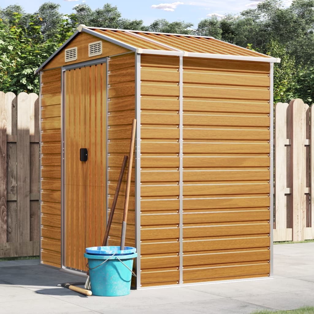 Vidaxl garden shed 191x130x198 cm galvanized steel light brown