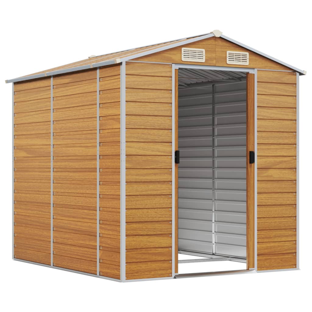 Vidaxl garden shed 191x215x198 cm galvanized steel light brown