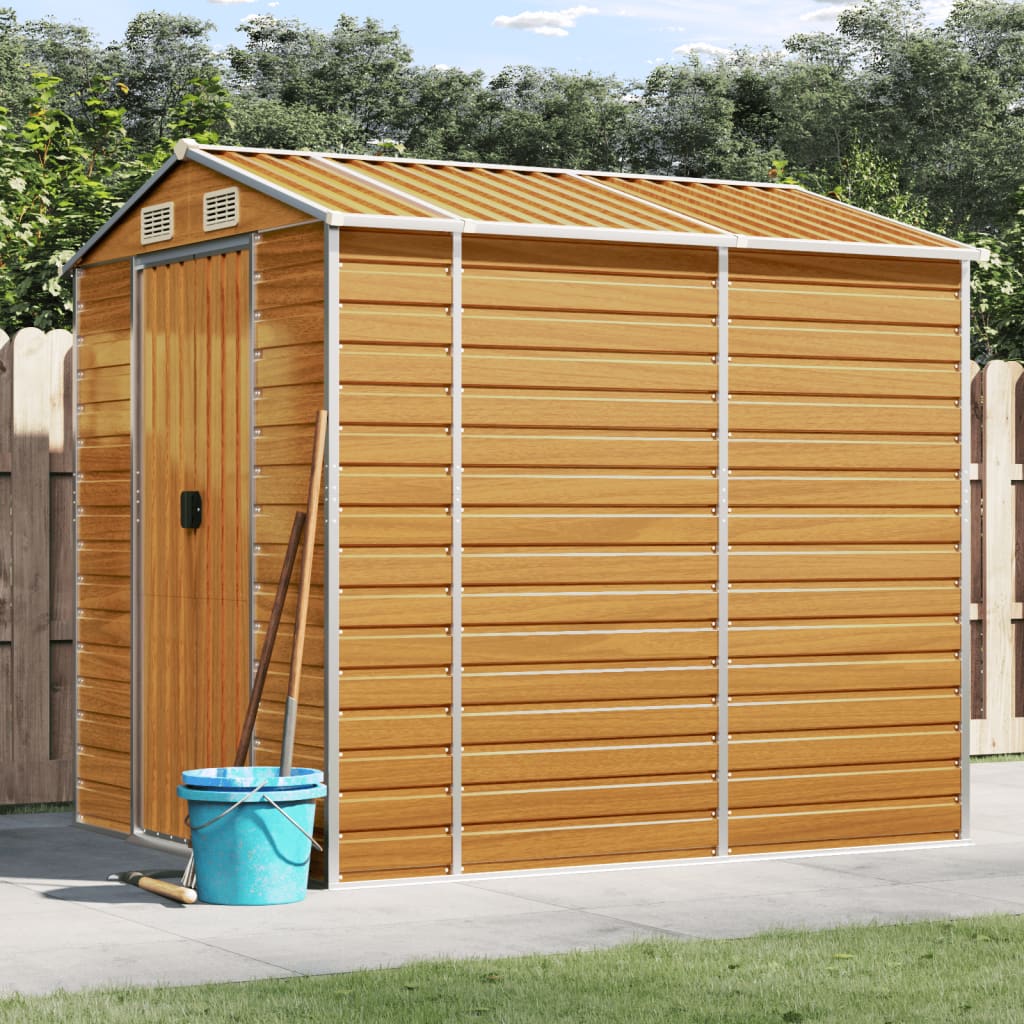 Vidaxl garden shed 191x215x198 cm galvanized steel light brown