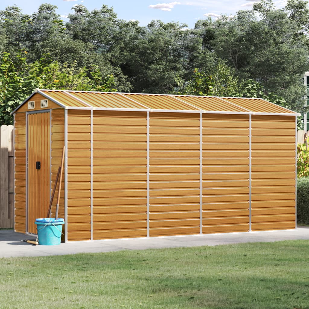 Vidaxl garden shed 191x385x198 cm galvanized steel light brown