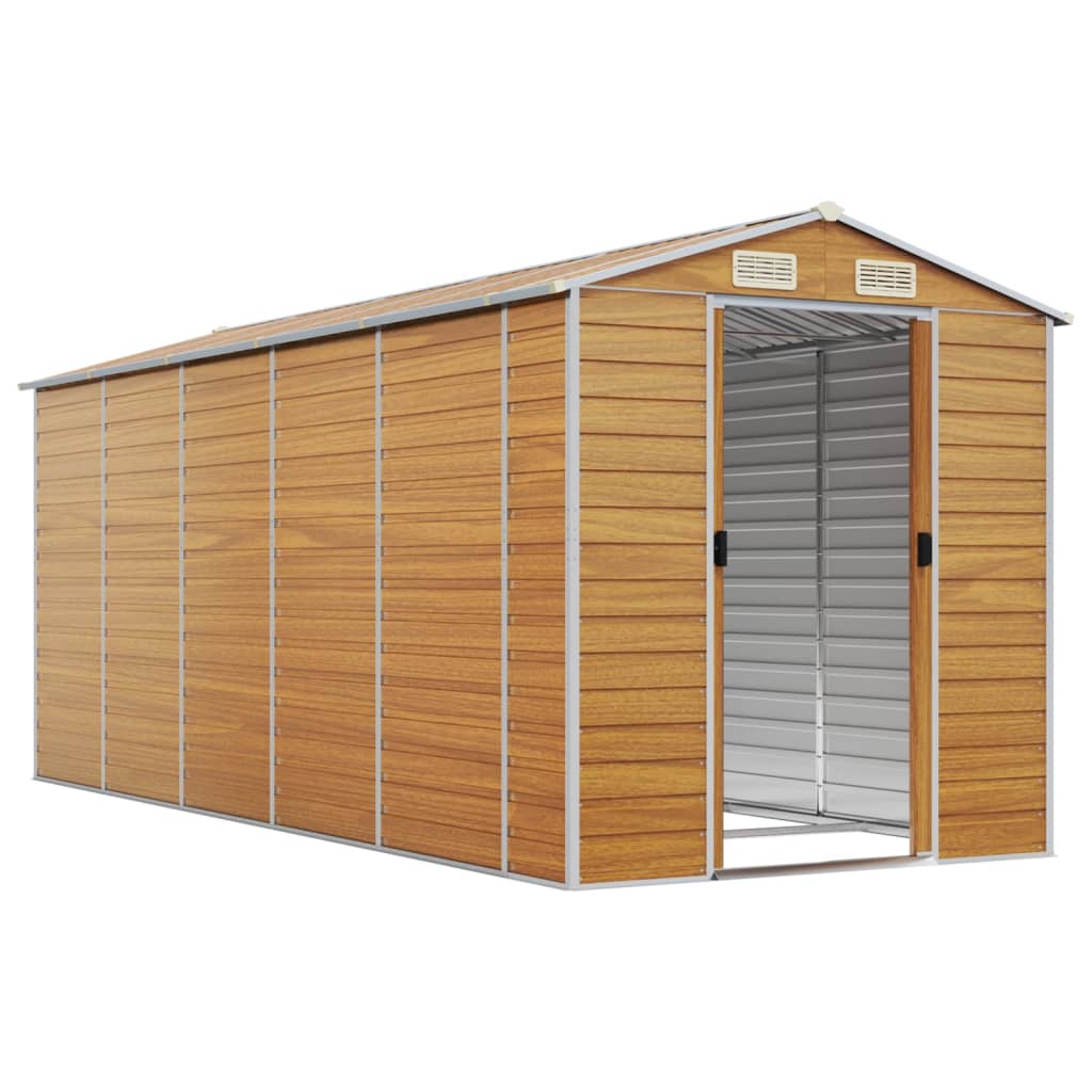 Vidaxl garden shed 191x470x198 cm galvanized steel light brown