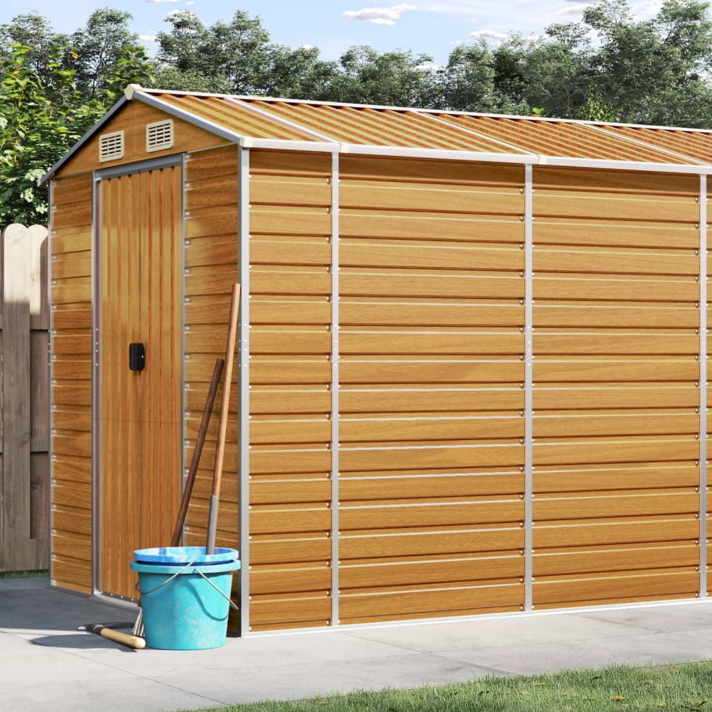 Vidaxl garden shed 191x470x198 cm galvanized steel light brown