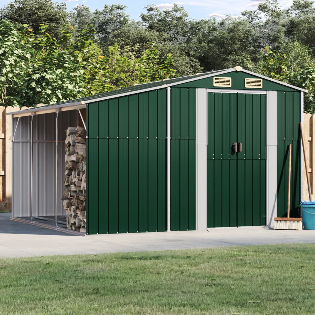 Vidaxl Garden Shed 277x279x179 cm galvanisert stålgrønn