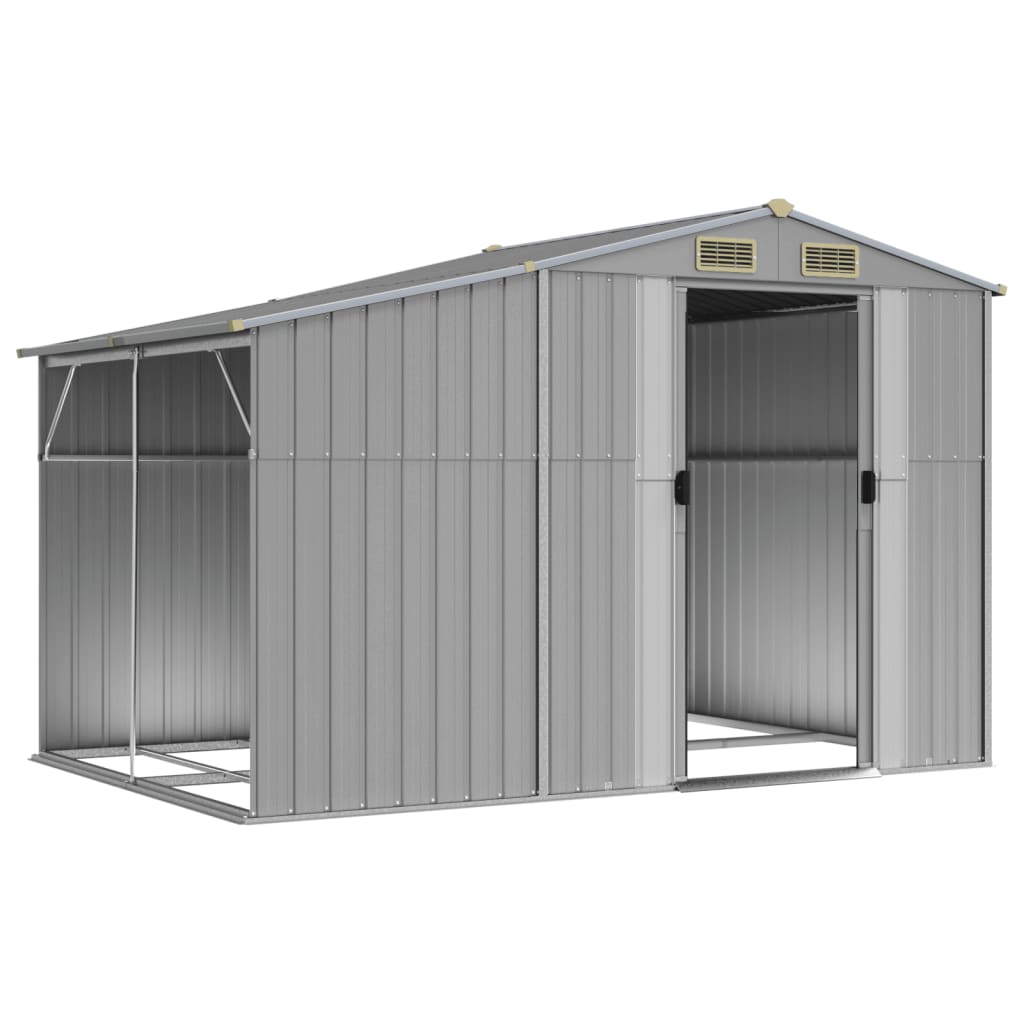 Vidaxl Garden Shed 277x192.5x179 cm ocynkowana stalowa szarość