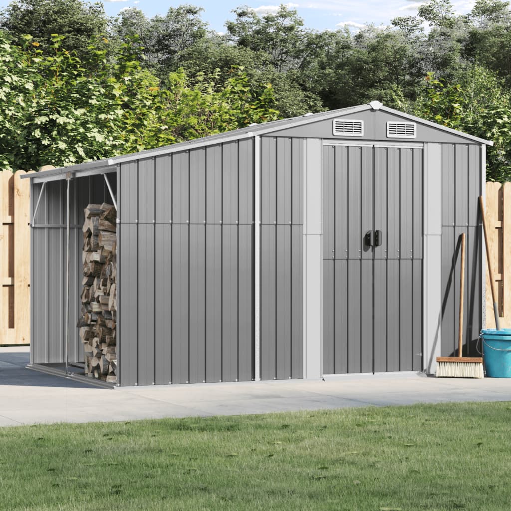 Vidaxl Garden Shed 277x192.5x179 cm ocynkowana stalowa szarość