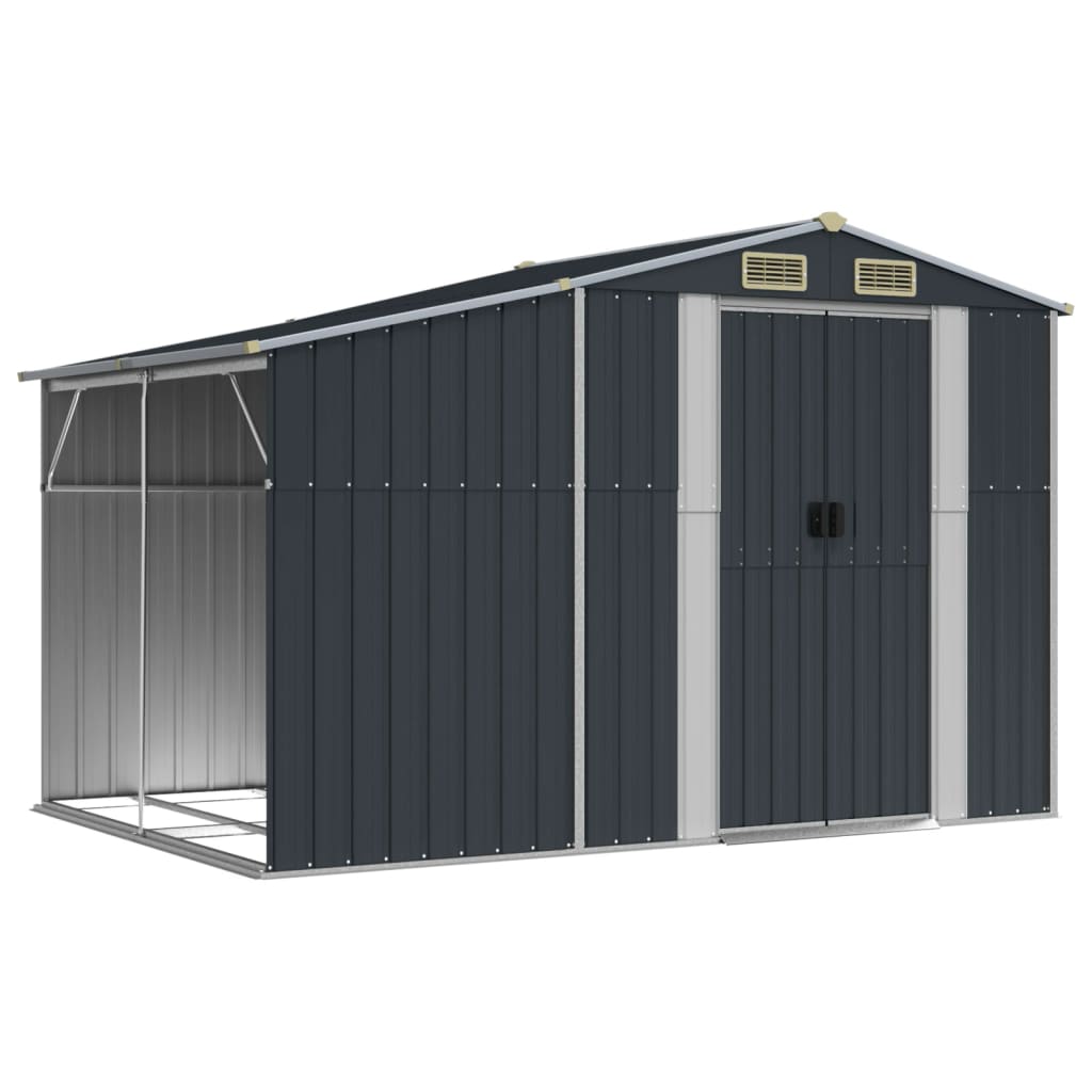 Vidaxl Garden Shed 277x192.5x179 CM Color de antracita de acero galvanizado