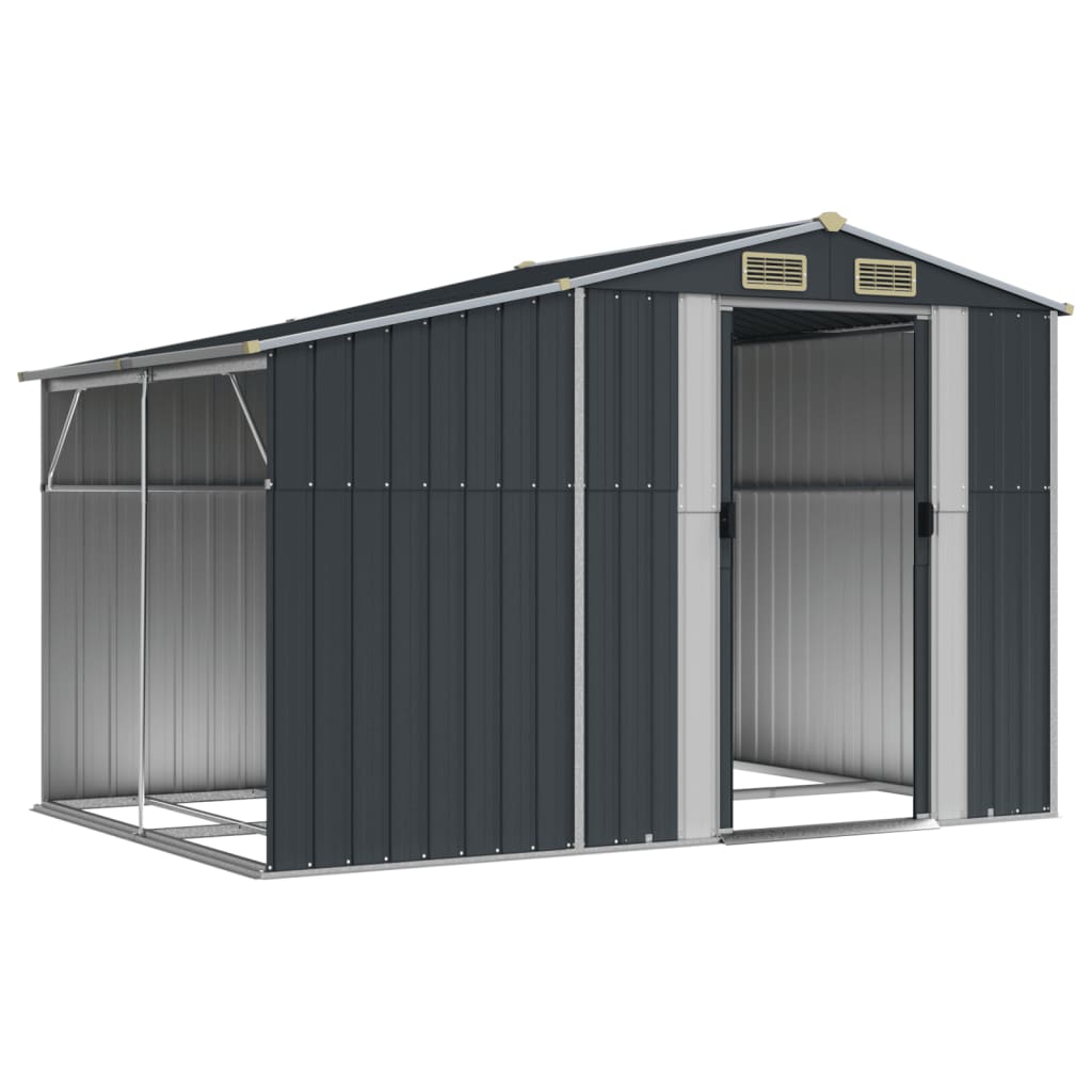 Vidaxl Garden Shed 277x192.5x179 CM Color de antracita de acero galvanizado