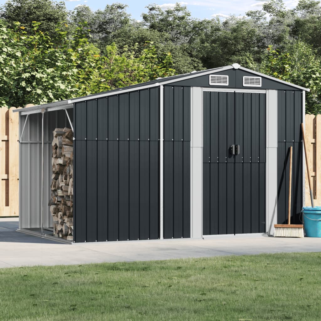 Vidaxl Garden Shed 277x192.5x179 CM Color de antracita de acero galvanizado