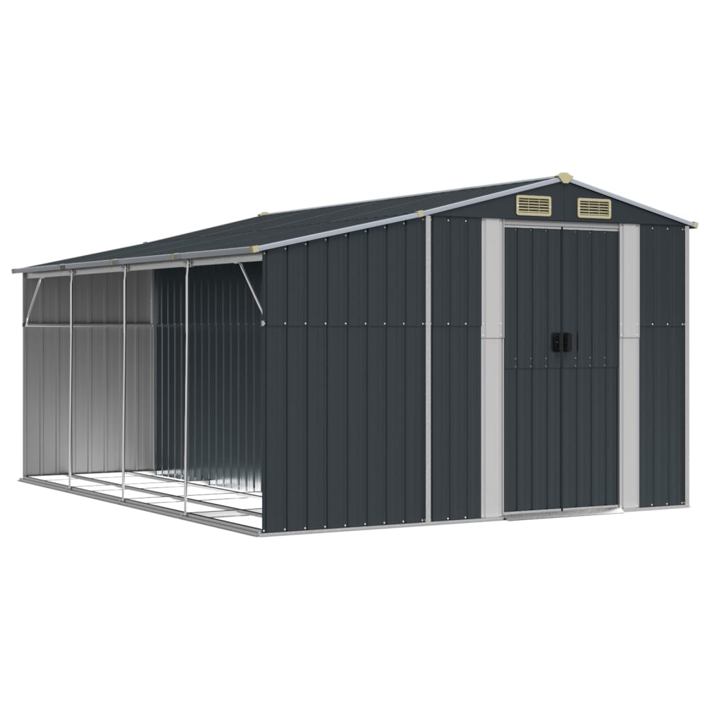 Vidaxl Garden Shed 277x365.5x179 cm verzinkte Stahl -Anthrazitfarbe