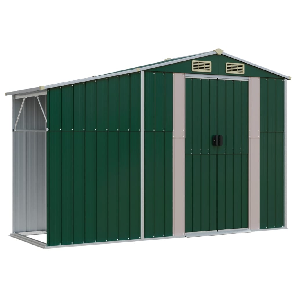 Vidaxl Garden shed 277x93x179 cm Galvanized Steel Green