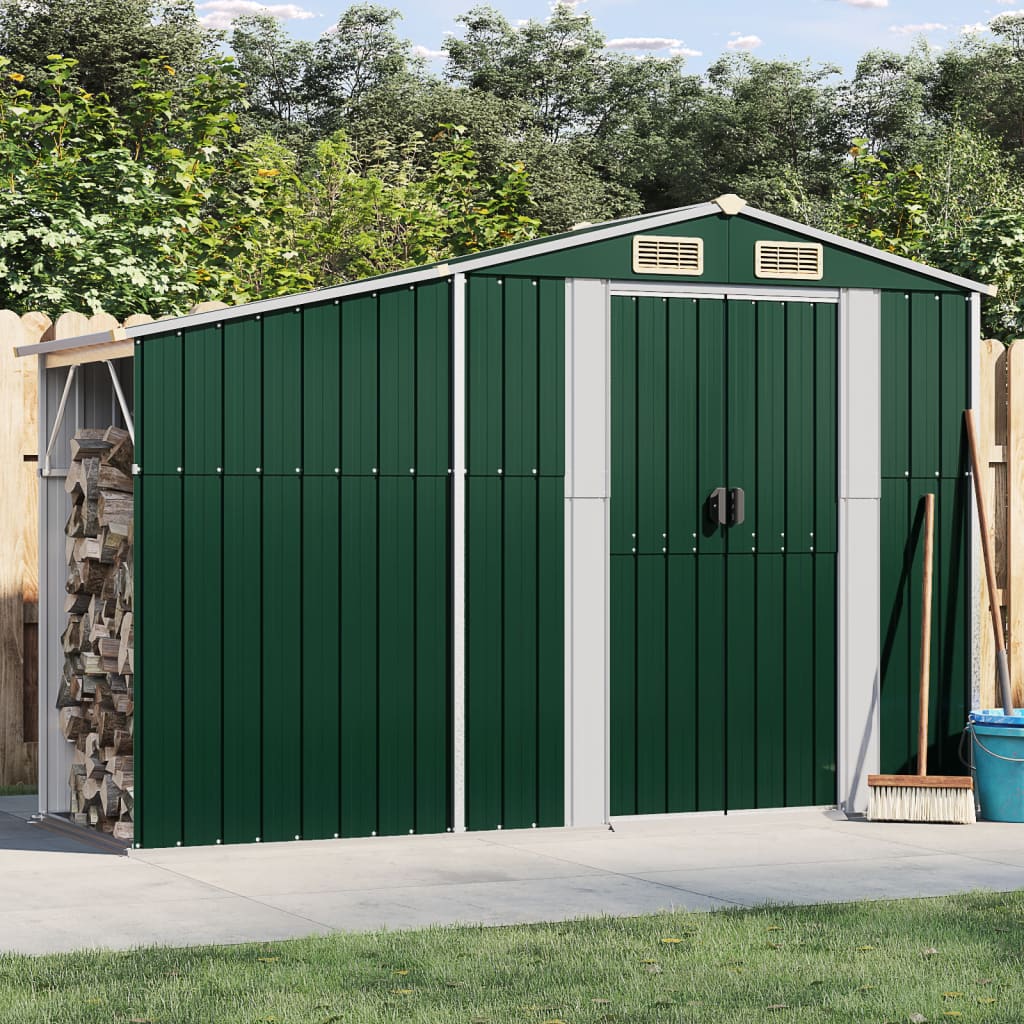 Vidaxl Garden shed 277x93x179 cm Galvanized Steel Green