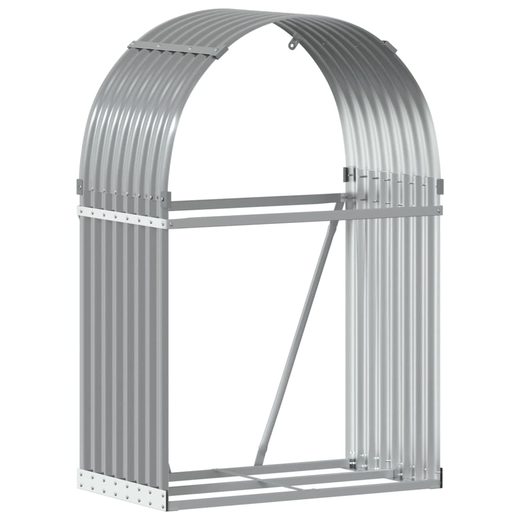 Almacenamiento de leña de Vidaxl 80x45x120 cm de acero galvanizado gris claro