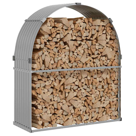Vidaxl haardhoutopslag 120x45x140 cm gegalvaniseerd staal lichtgrijs