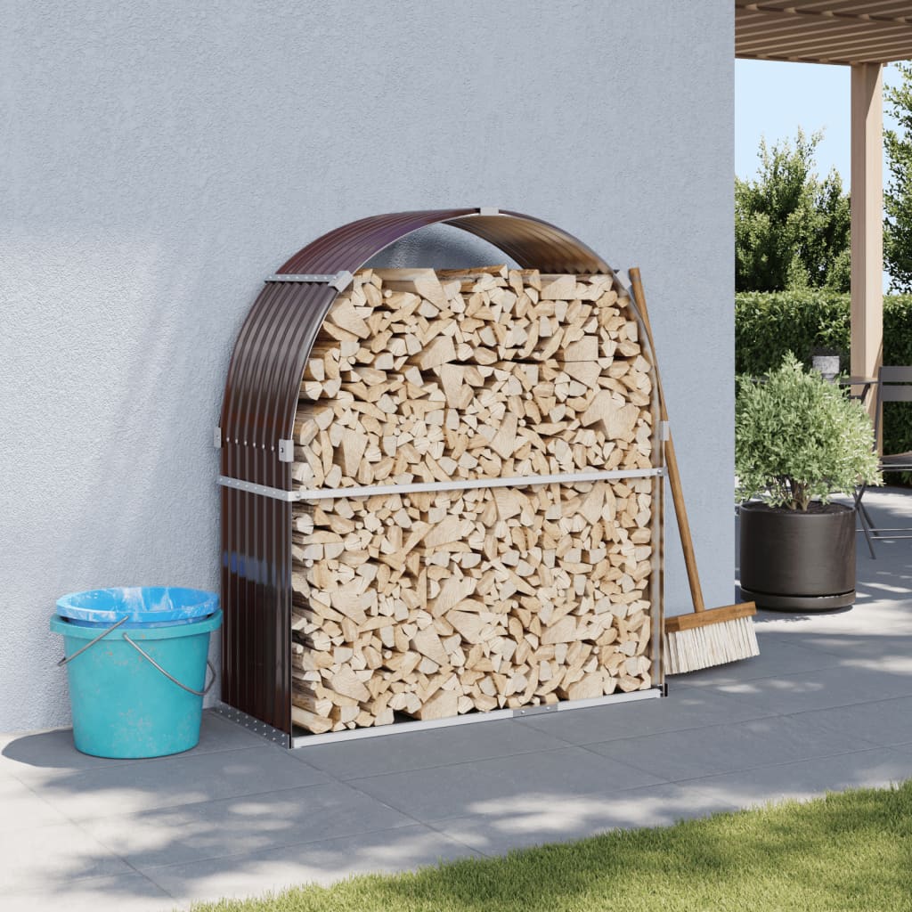 Vidaxl haardhoutopslag 120x45x140 cm gegalvaniseerd staal bruin