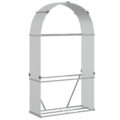 Vidaxl haardhoutopslag 120x45x210 cm gegalvaniseerd staal zilverkleur