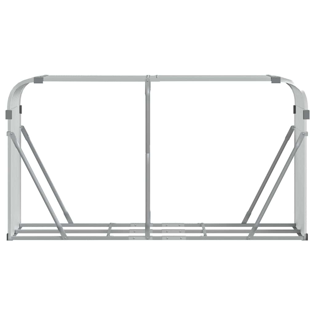 Vidaxl haardhoutopslag 180x45x100 cm gegalvaniseerd staal zilverkleur