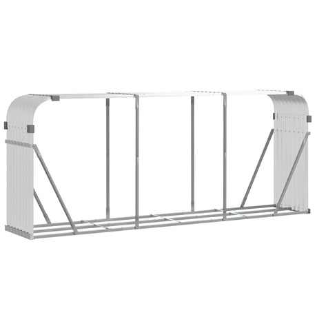 Vidaxl haardhoutopslag 234x45x100 cm gegalvaniseerd staal zilverkleur