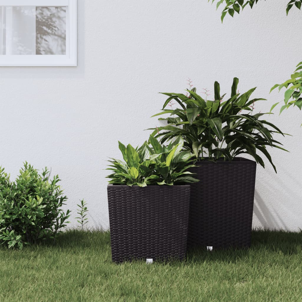 Vidaxl Plantter mat erneierbare Bak Rattan Look 21 32 l PP Brown