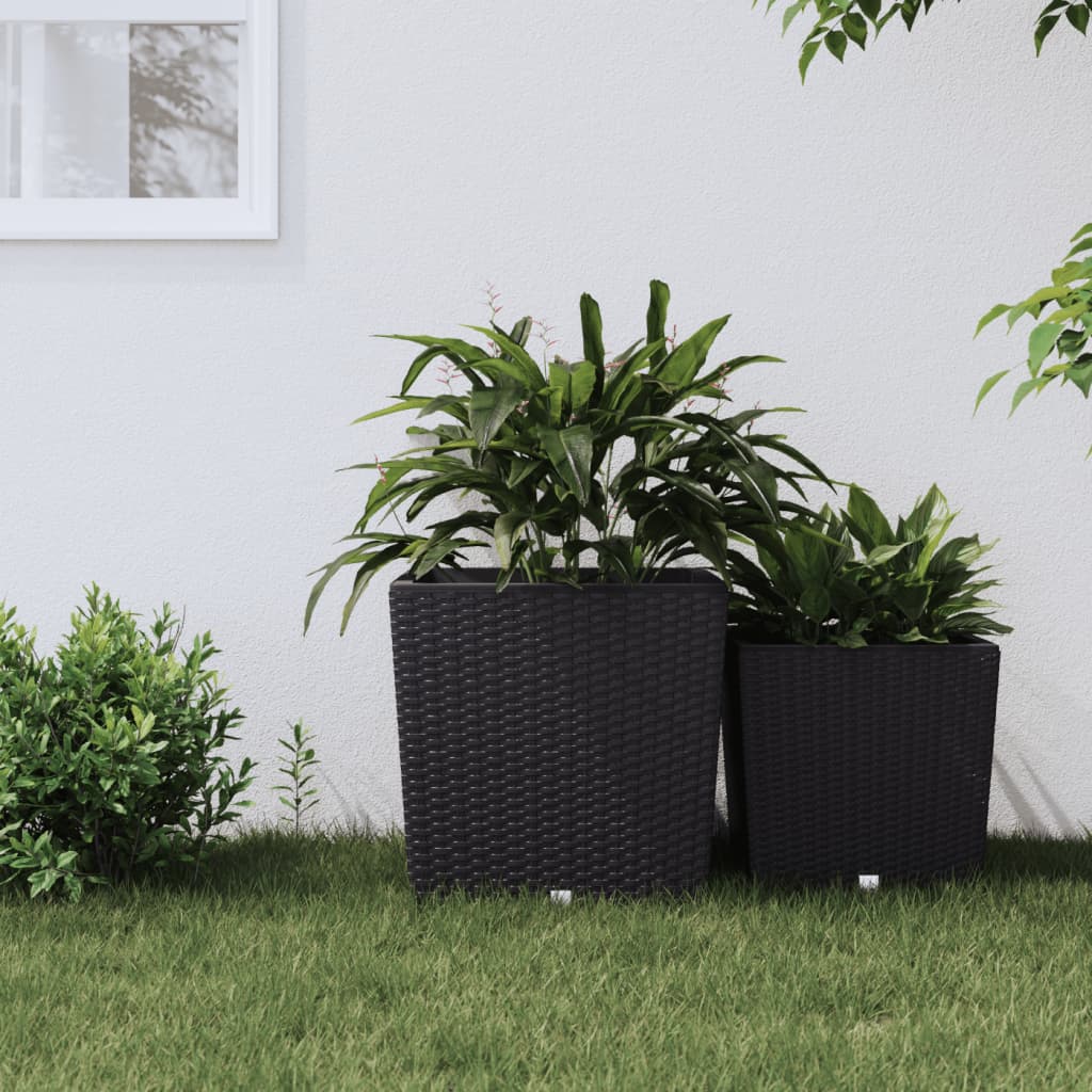 VidaXL Planter with removable Bak Rattan Look 37 64 L PP Anthracite