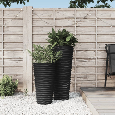VidaXL Plantenbak met uitneembare bak geribbeld 8 22 L PP antraciet
