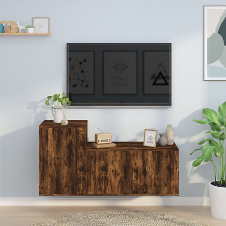 Vidaxl 2-delige tv-meubelset bewerkt hout gerookt eikenkleurig