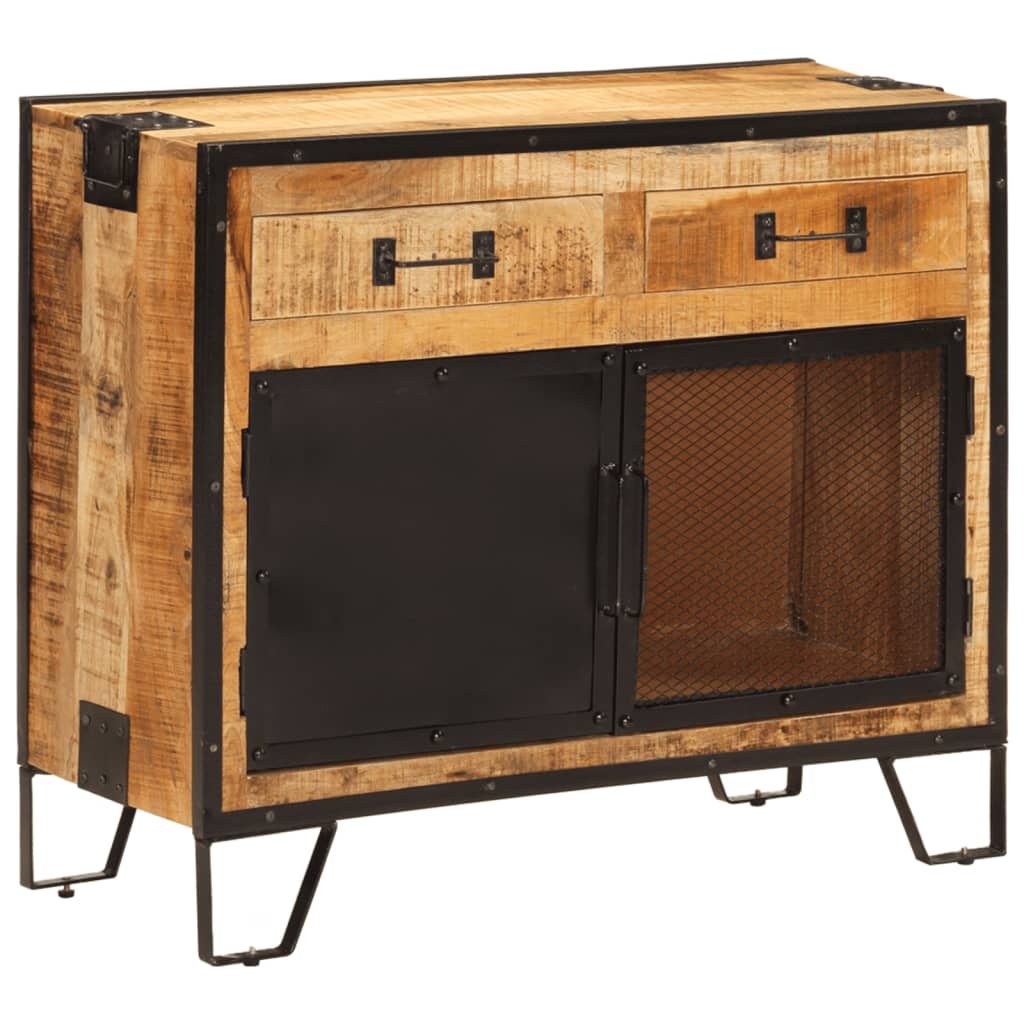 Vidaxl dressoir 80x31x66 cm massief ruw mangohout en metaal