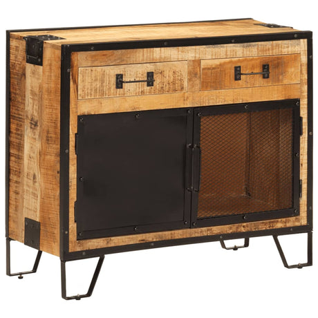 Vidaxl dressoir 80x31x66 cm massief ruw mangohout en metaal