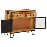 Vidaxl dressoir 80x31x66 cm massief ruw mangohout en metaal