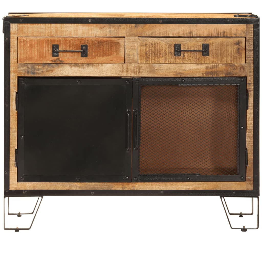 Vidaxl dressoir 80x31x66 cm massief ruw mangohout en metaal