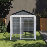 Vidaxl kippenhok met ren antraciet 117x201x123 cm gegalvaniseerd staal