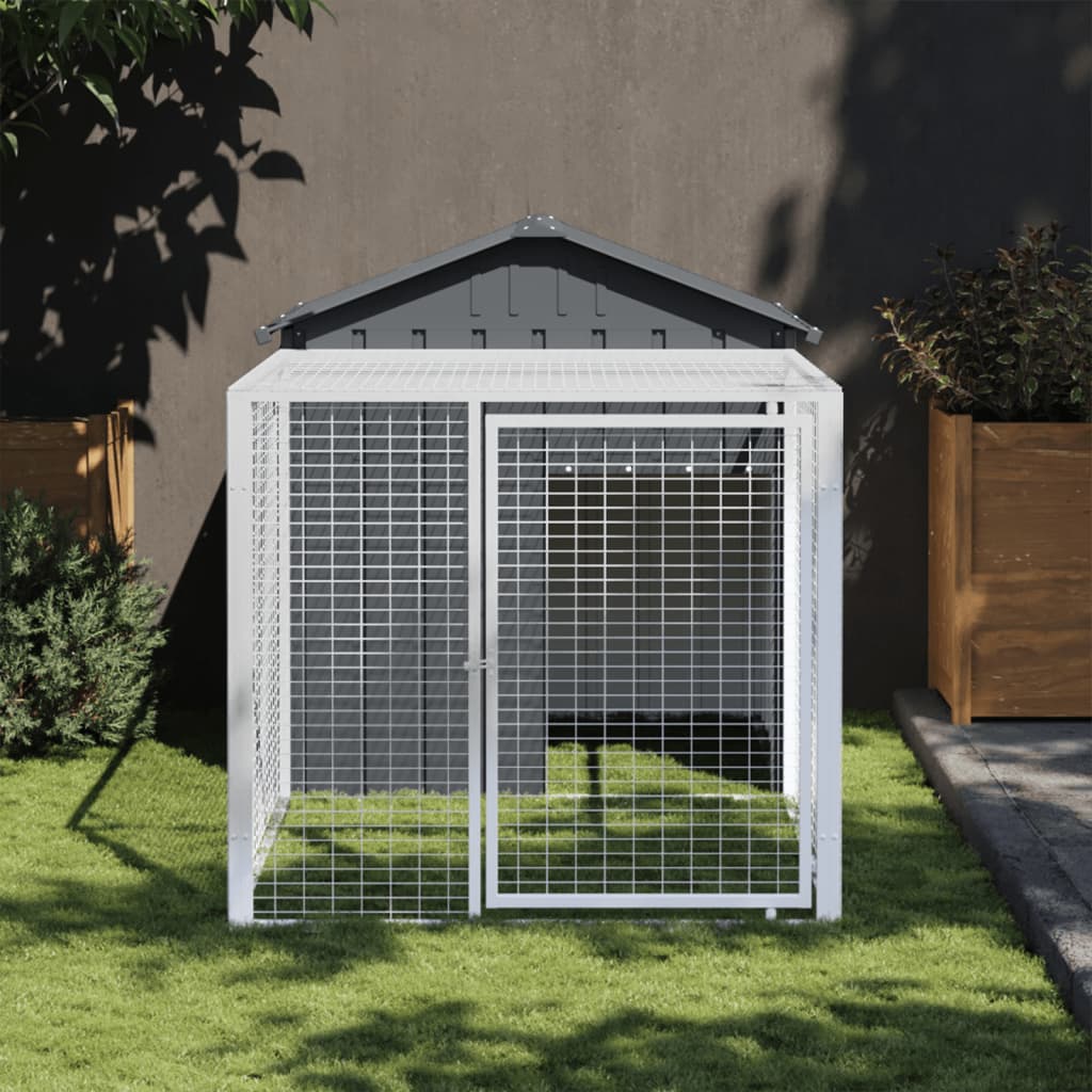 Vidaxl Chicken Coop s run 117x201x123 cm galvanizovaný ocelový antracit