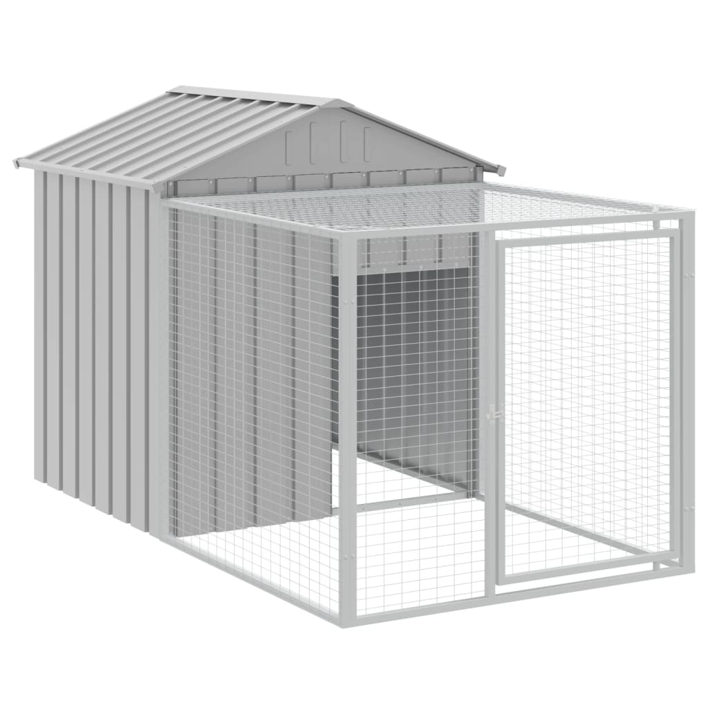 Vidaxl Chicken Coop with Run 117x201x123 cm de acero galvanizado gris