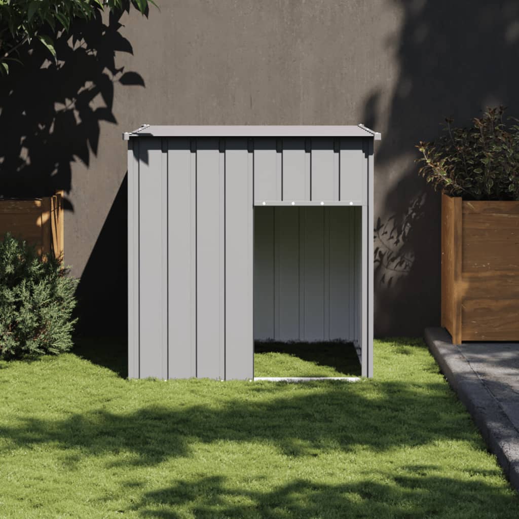 Vidaxl Dog Loft avec toit 110x103x109 cm Gray en acier galvanisé